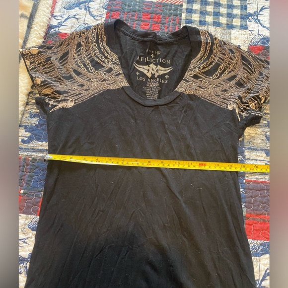 Affliction Chains Print Ruched Braided Back Tunic Top - Picture 14 of 16